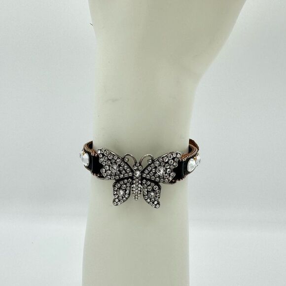 Gucci Butterfly Crystal Studded Bracelet Leather - Picture 3 of 13